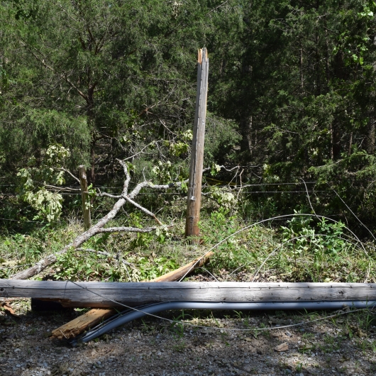 Broken electric pole