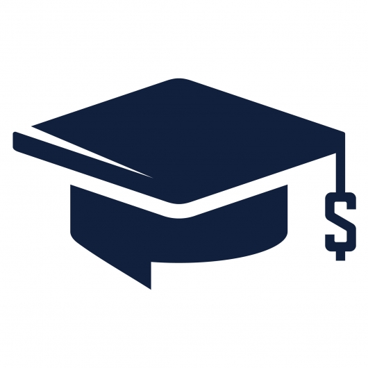 Graduation cap with dollar symbol on tassle