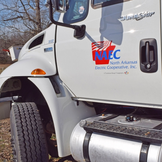 NAEC logo on bucket truck
