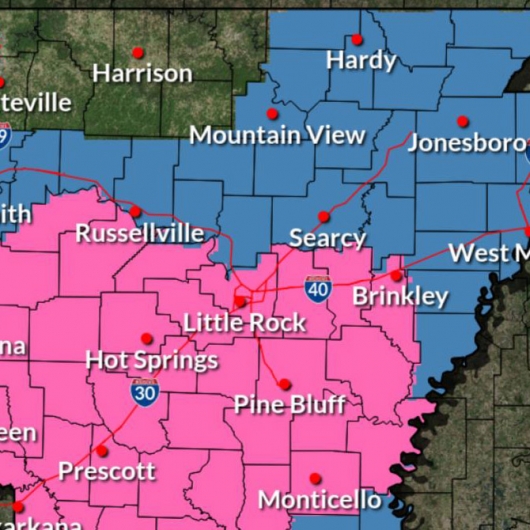 May showing Arkansas counties under winter storm watch