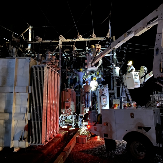 Personnel restore power to Norfork Substation after fire